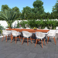 Amazonia Myers 11 Piece Teak Finish Outdoor Rectangular Dining Table Set