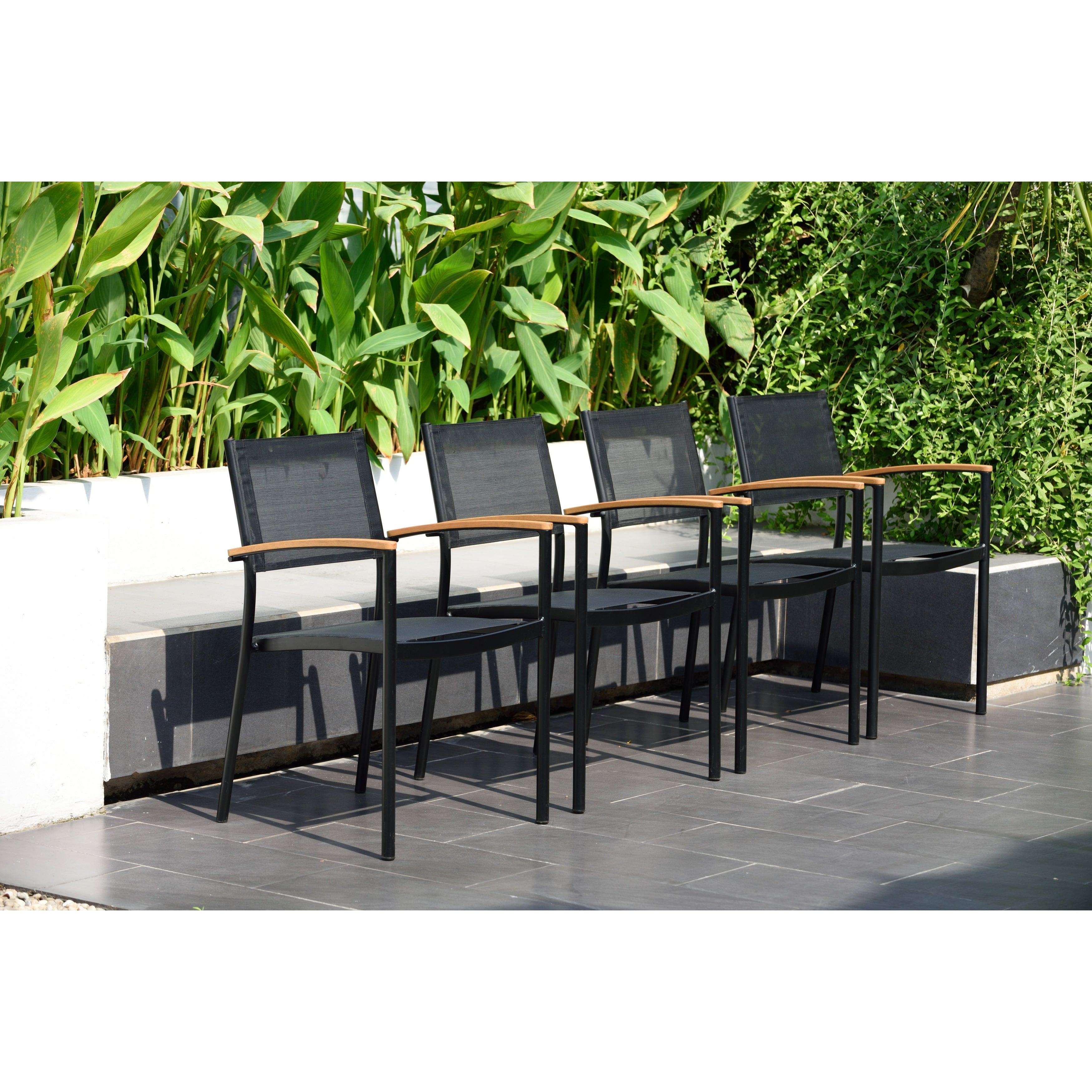 Amazonia Orinocco Black Stacking Chairs. Durable And Ideal For Patio Set Of 4.