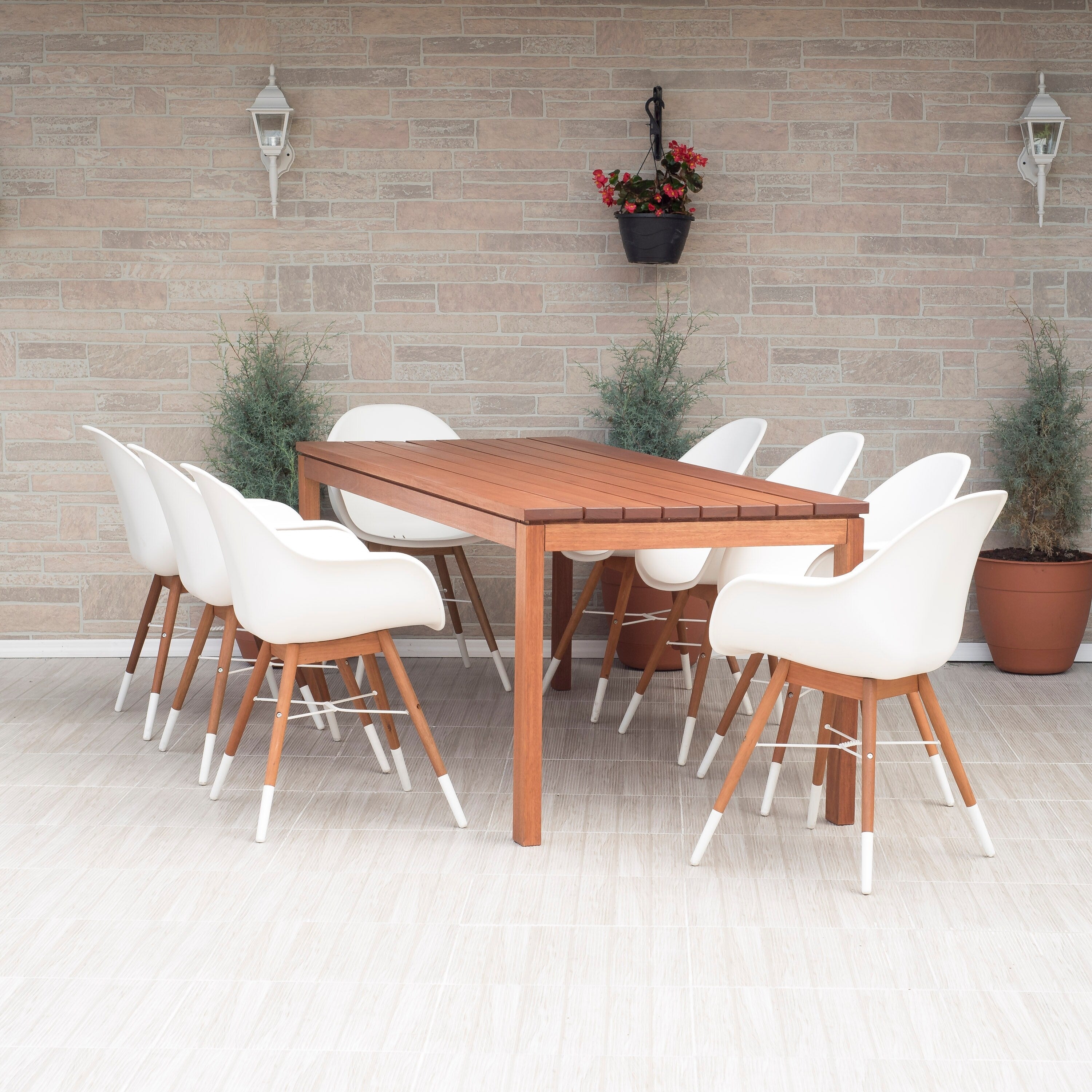 Amazonia Sandpiper White 9 Piece Rectangular Patio Dining Set