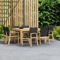 Amazonia Teak Luna Black Textile And Teak 9 Piece Patio Dining Set