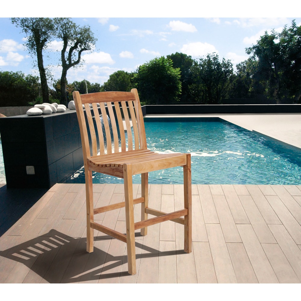 Havenside Home Tottenville Wood Teak Barstool