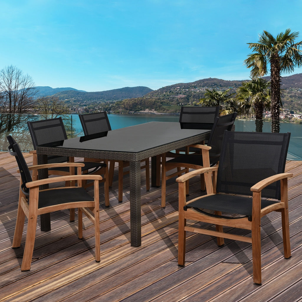 Amazonia Luna 7 Piece Teak Rectangular Patio Dining Set
