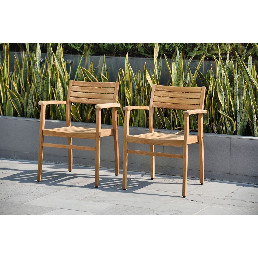 Amazonia Teak Paris Stackable Teak Chairs Set Of 2