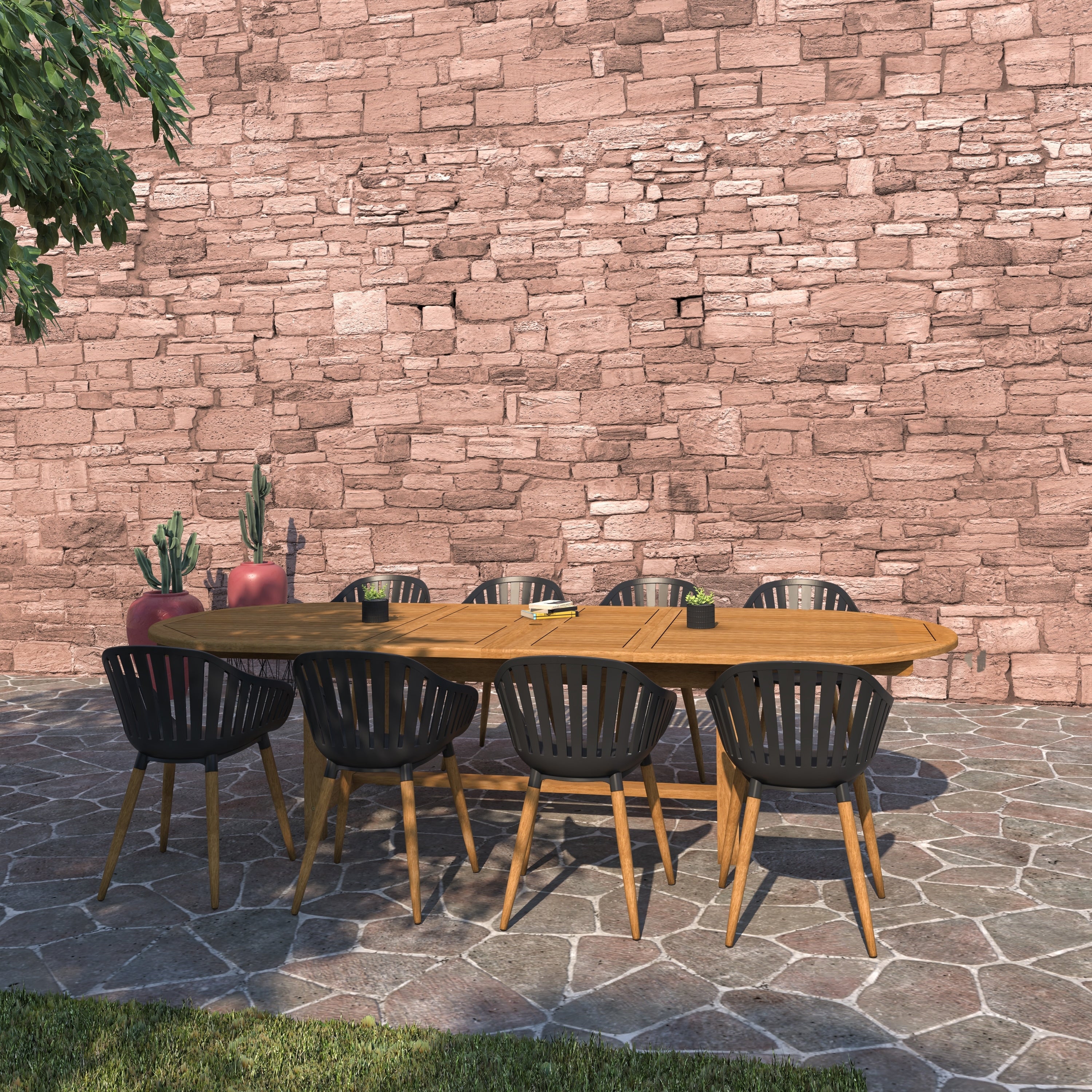 Amazonia Torrington 9 Piece Certified Teak Patio Dining Set