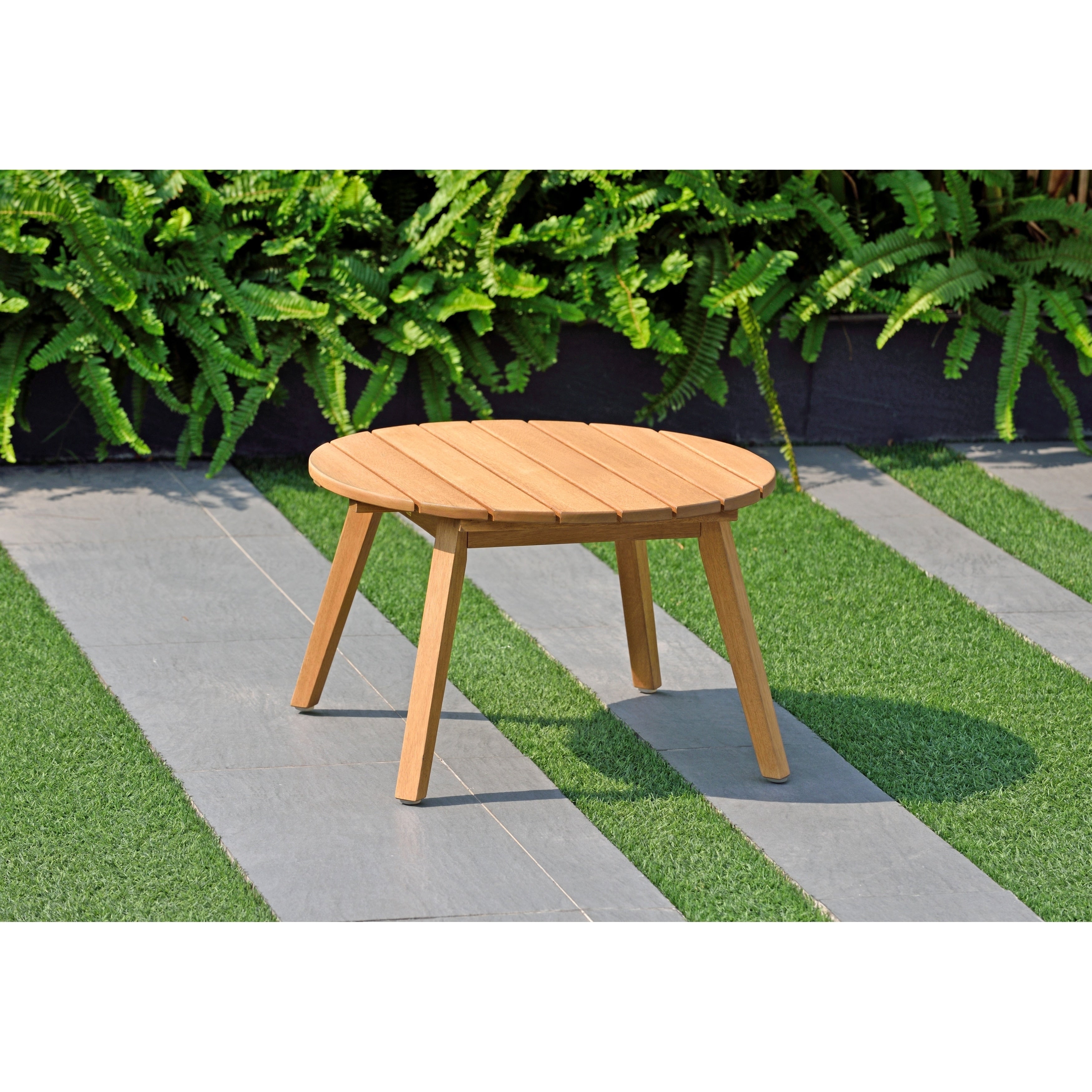 Amazonia Zanzibar Round Side Table With Teak Finish. Ideal For Indoor And Outdoors