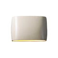 Ambiance Collection 2 Light Large White Crackle Open Top And Bottom Wide Ada Oval Wall Sconce