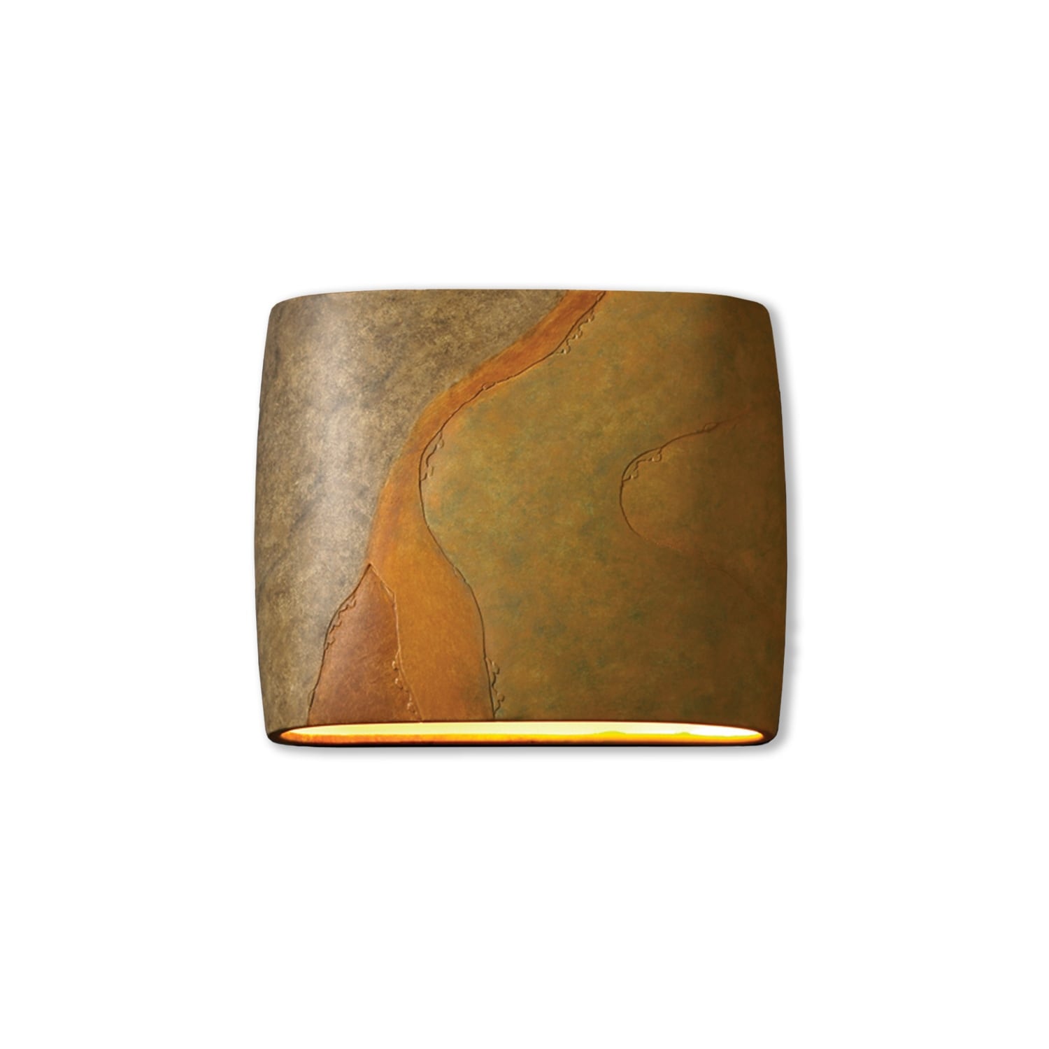 Copper Grove Schinop 2 Light Yellow Slate Oval Outdoor Wall Sconce With Closed Top