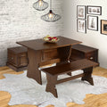 Ame Walnut Backless Nook Table Set