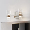 Amelia 15 Inch 4 Light Polished Nickel And Champagne Gold 5Cct Led Vanity Light With Clear And Clear Ribbed Glass