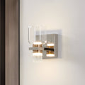 Amelia 4 Inch 2 Light Polished Nickel And Champagne Gold 5Cct Led Vanity Light With Clear And Clear Ribbed Glass