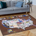 America United States License Plate Map Non Slip Indoor Outdoor Area Rug Carpet 5 X 7
