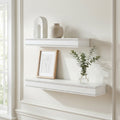 American Art Decor Beaded 2 Piece Floating Wall Shelf Set White Shabby Chic 23 X 5