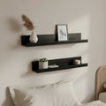 American Art Decor Beaded Ledge 2 Piece Floating Wall Shelf Set Black Shabby Chic 23 X 4