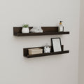 American Art Decor Beaded Ledge 2 Piece Floating Wall Shelf Set Kona Dark Brown Shabby Chic 23 X 4