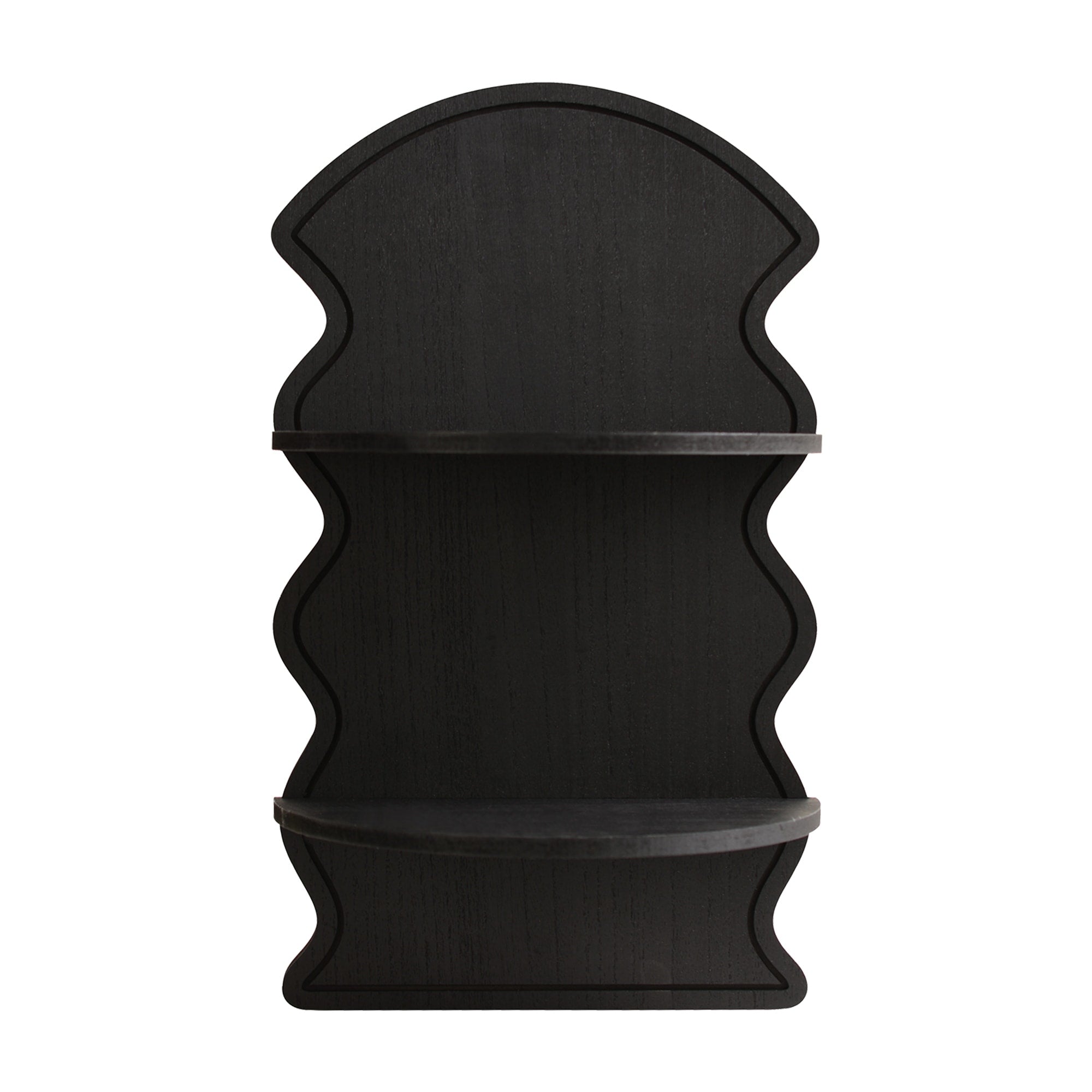 American Art Decor Black Wavy Arched Lunar Ledges 2 Tier Floating Wall Shelf 14 X 24 X 8