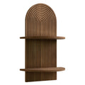 American Art Decor Dark Walnut Boho Arched Lunar Ledges 2 Tier Floating Wall Shelf 14 X 24 X 8