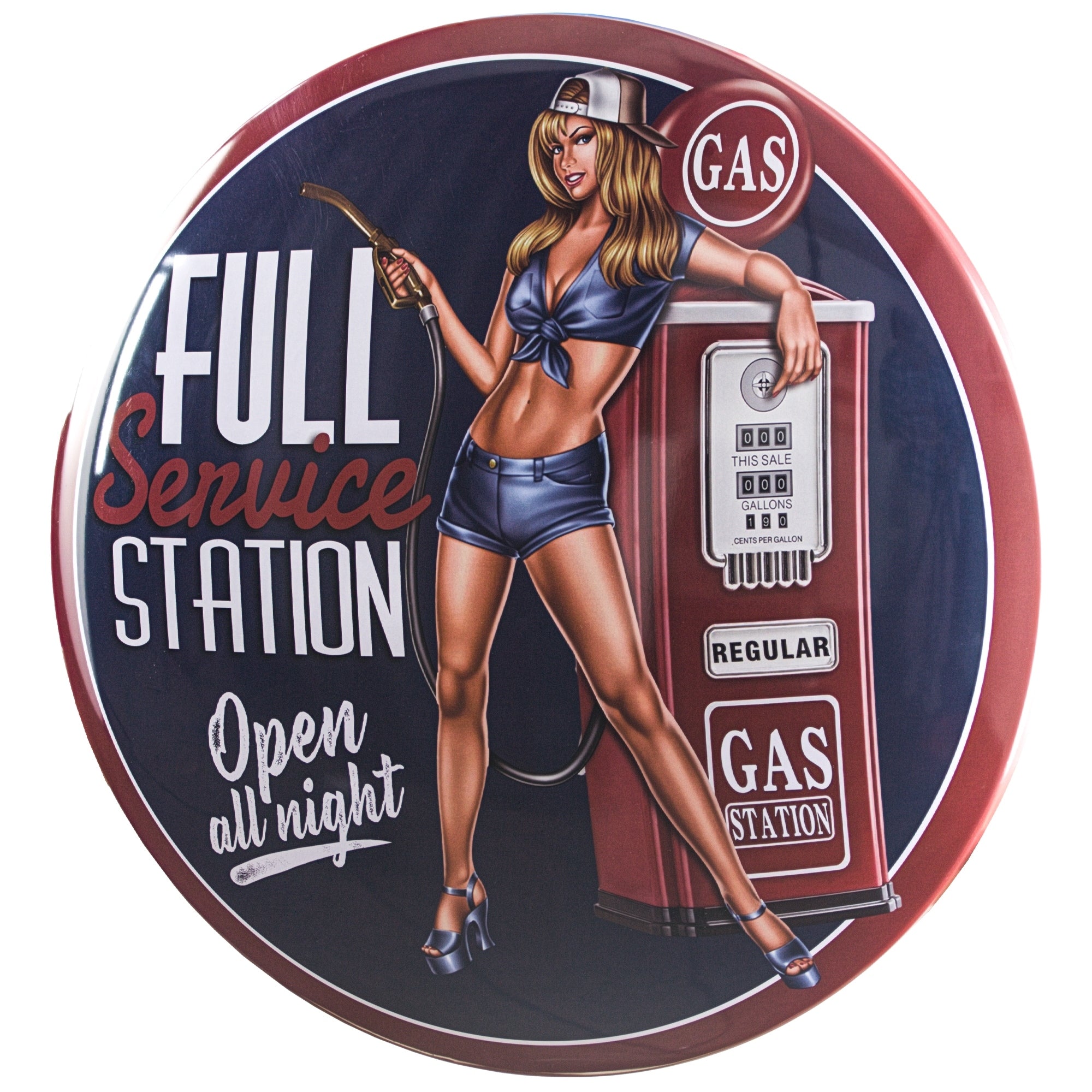 American Art Decor Gas Station Pinup Girl Metal Sign Wall Decor