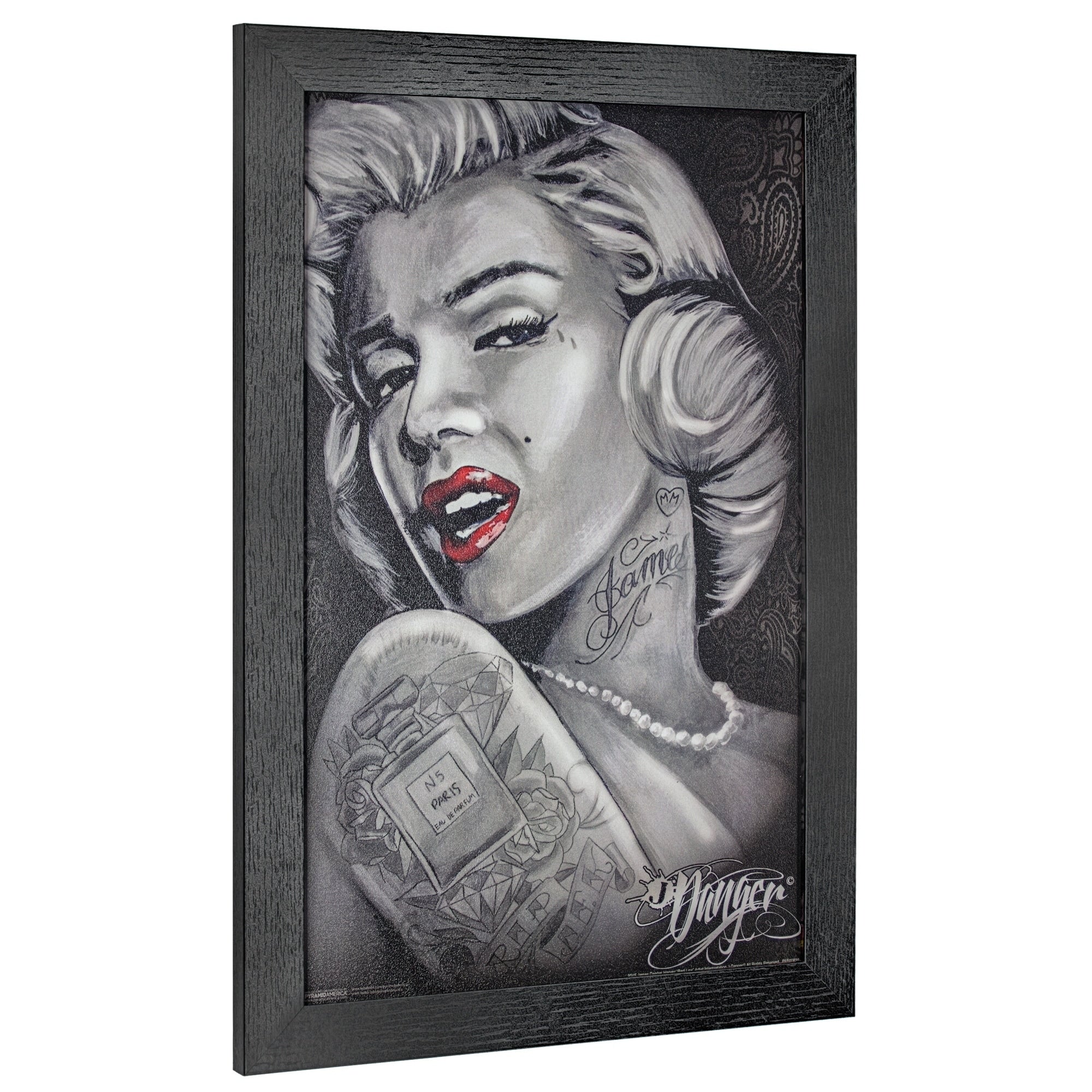 American Art Decor Marilyn Monroe By James Danger Harvey Framed Art Black