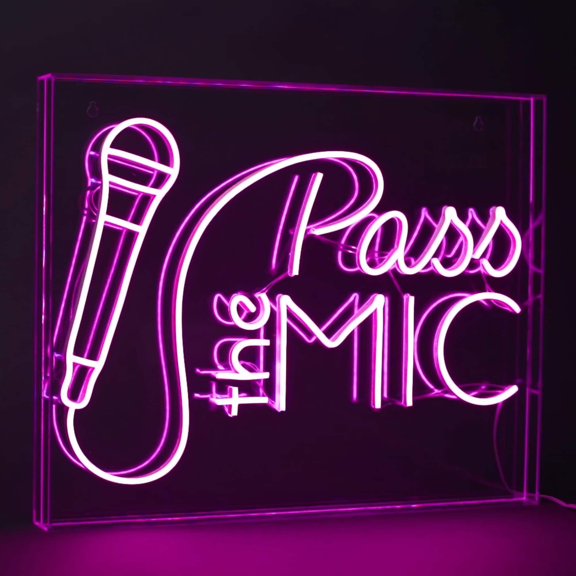 American Art Decor Neon Led Acrylic Box Sign Pass The Mic