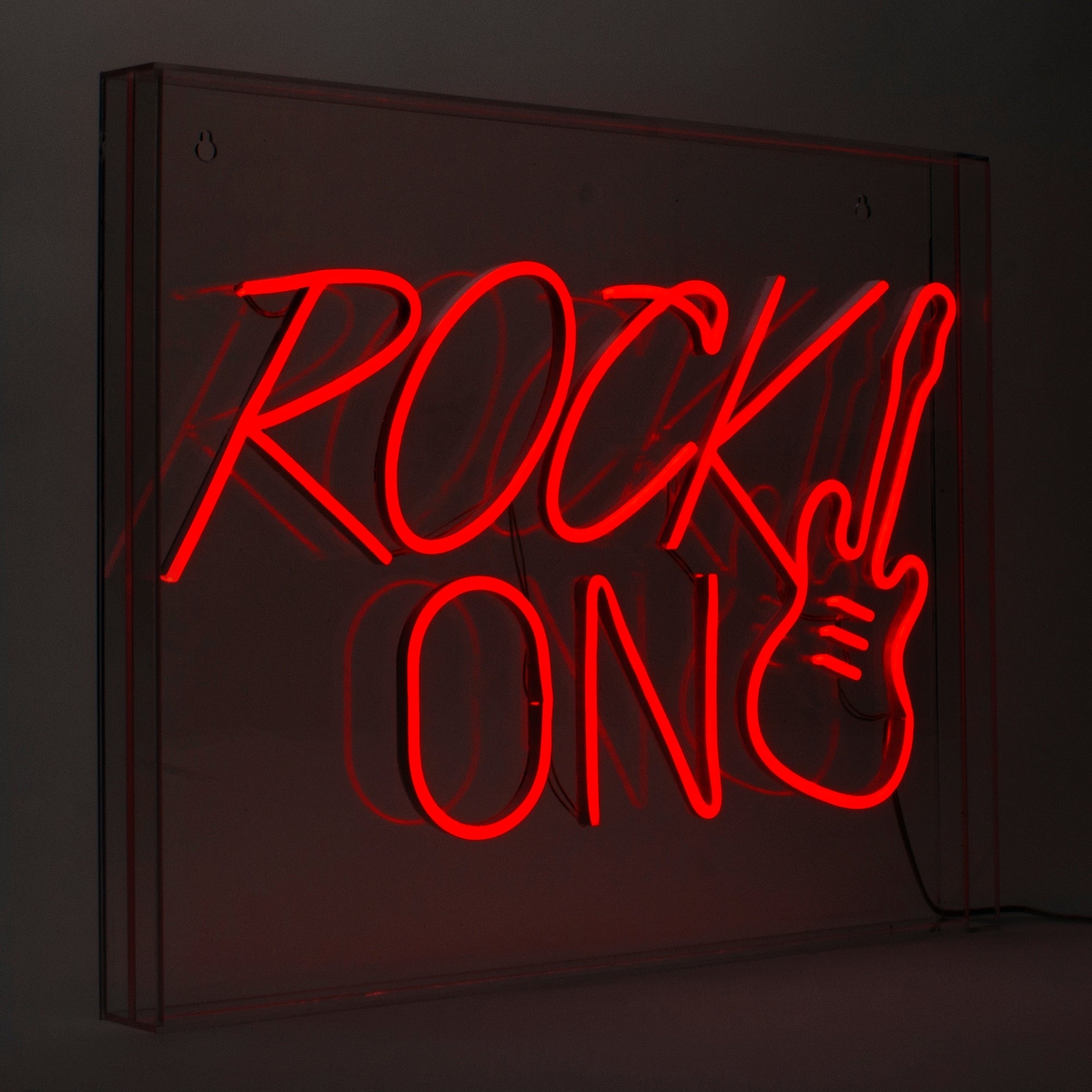 American Art Decor Neon Led Lights Acrylic Box Sign Rock On Guitar