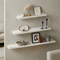 American Art Decor Scallop Floating Wall Shelf Set Of 3 Wood Picture Ledge Shelves With Lip Decorative Shabby Chic Shelves