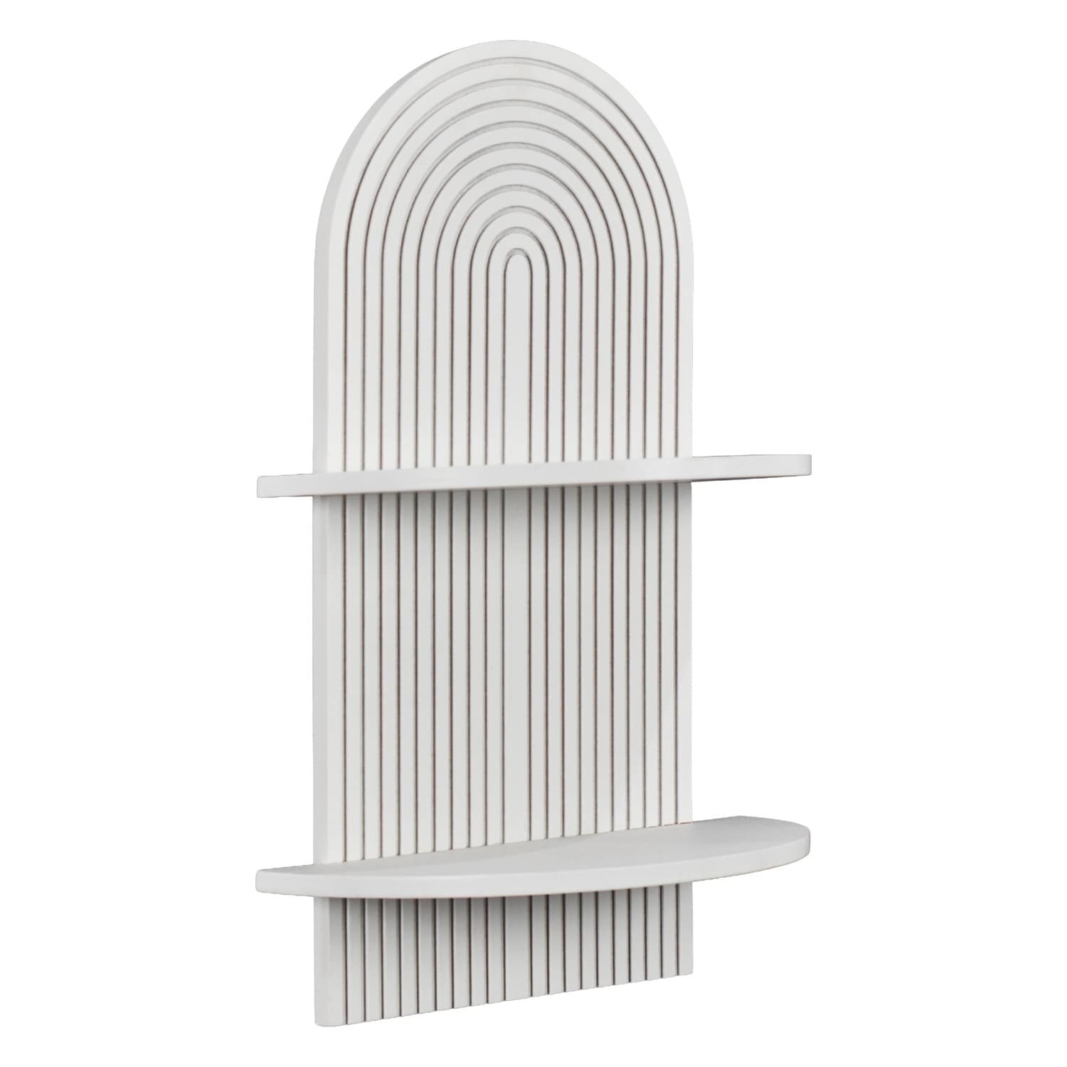 American Art Decor White Boho Arched Lunar Ledges 2 Tier Floating Wall Shelf 14 X 24 X 8