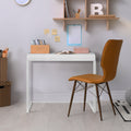 American Art Decor White Portable Compact C Shaped Desk