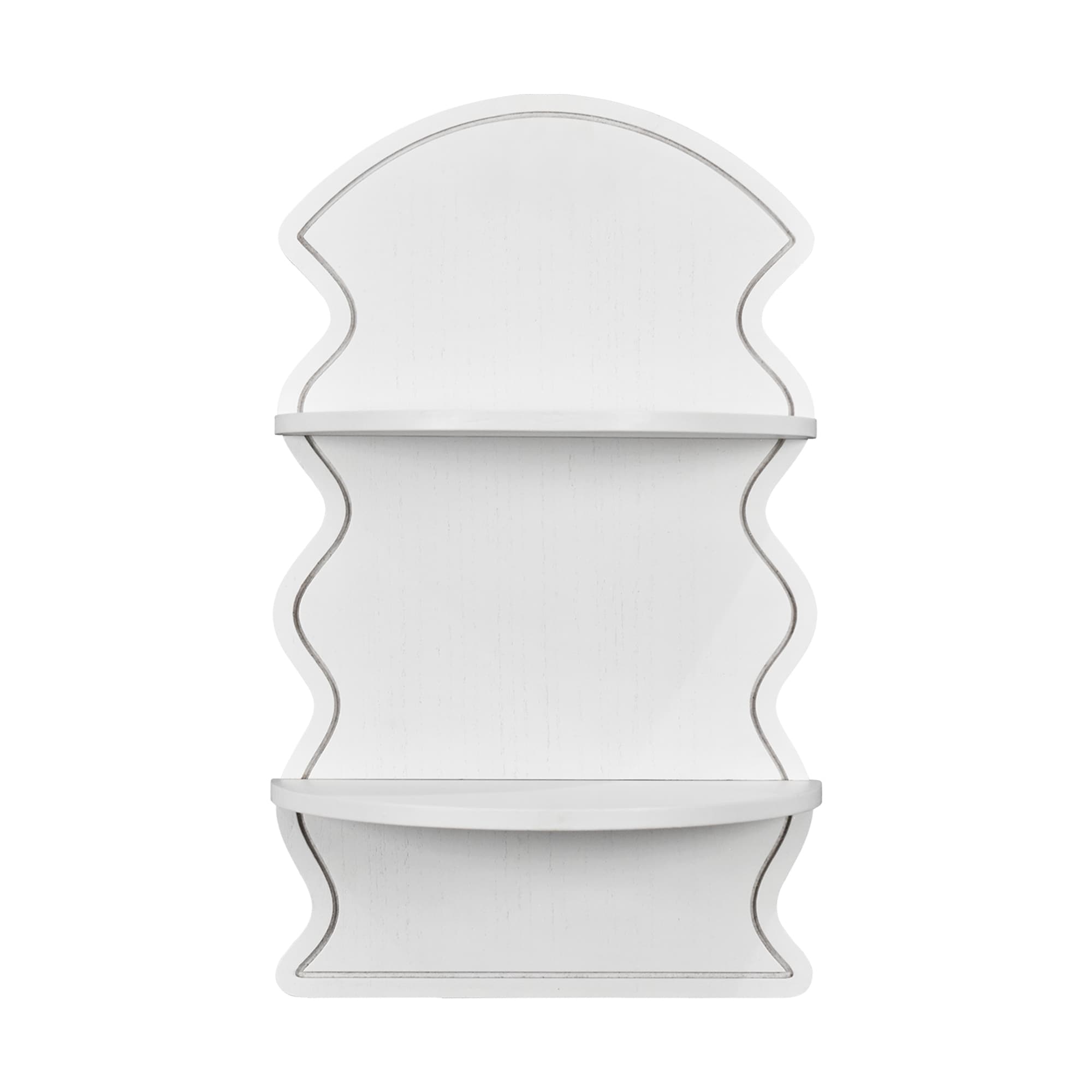 American Art Decor White Wavy Arched Lunar Ledges 2 Tier Floating Wall Shelf 14 X 24 X 8