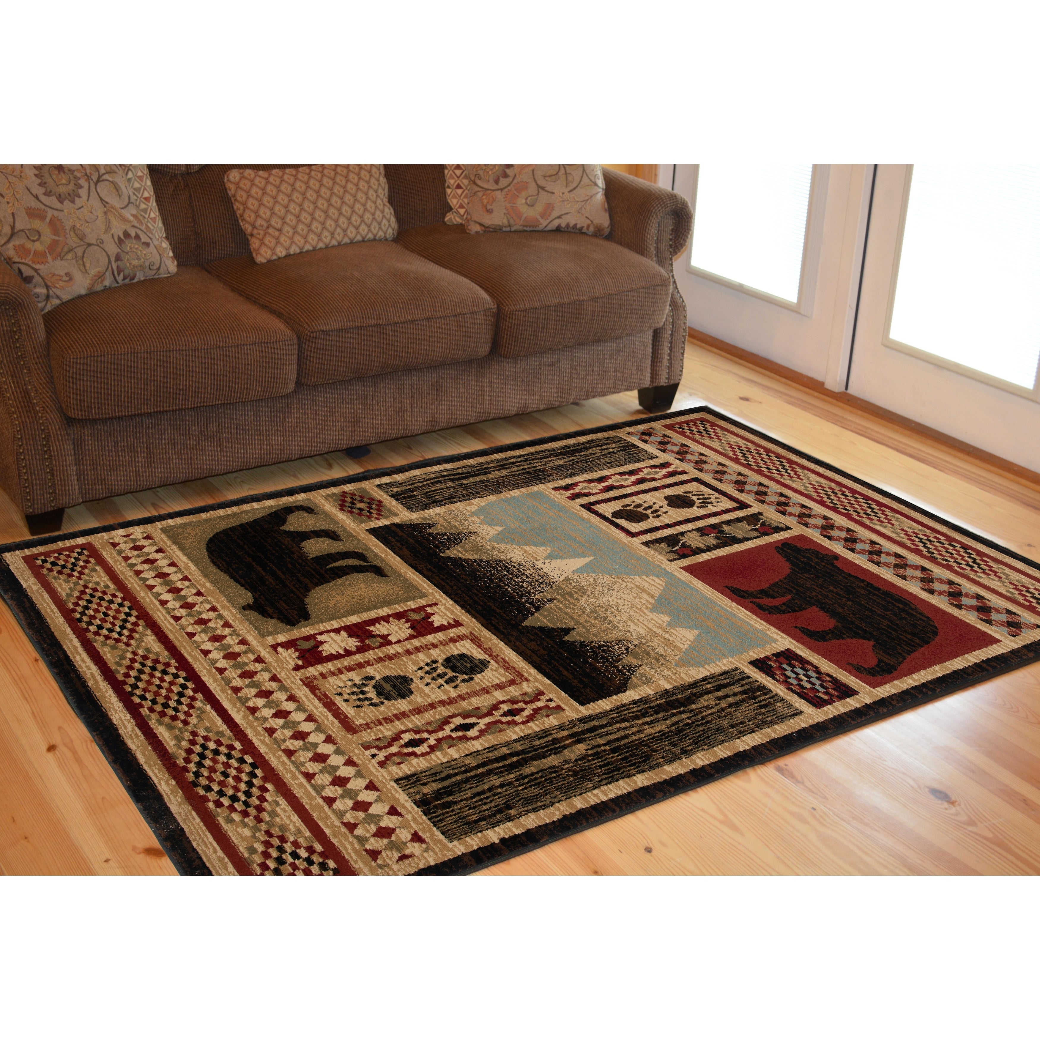 Mayberry Rugs Aspen Multi Lodge Bear Area Rug