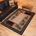 Rustic Lodge Bear Cabin Black Area Rug 710 X910 710 X 910