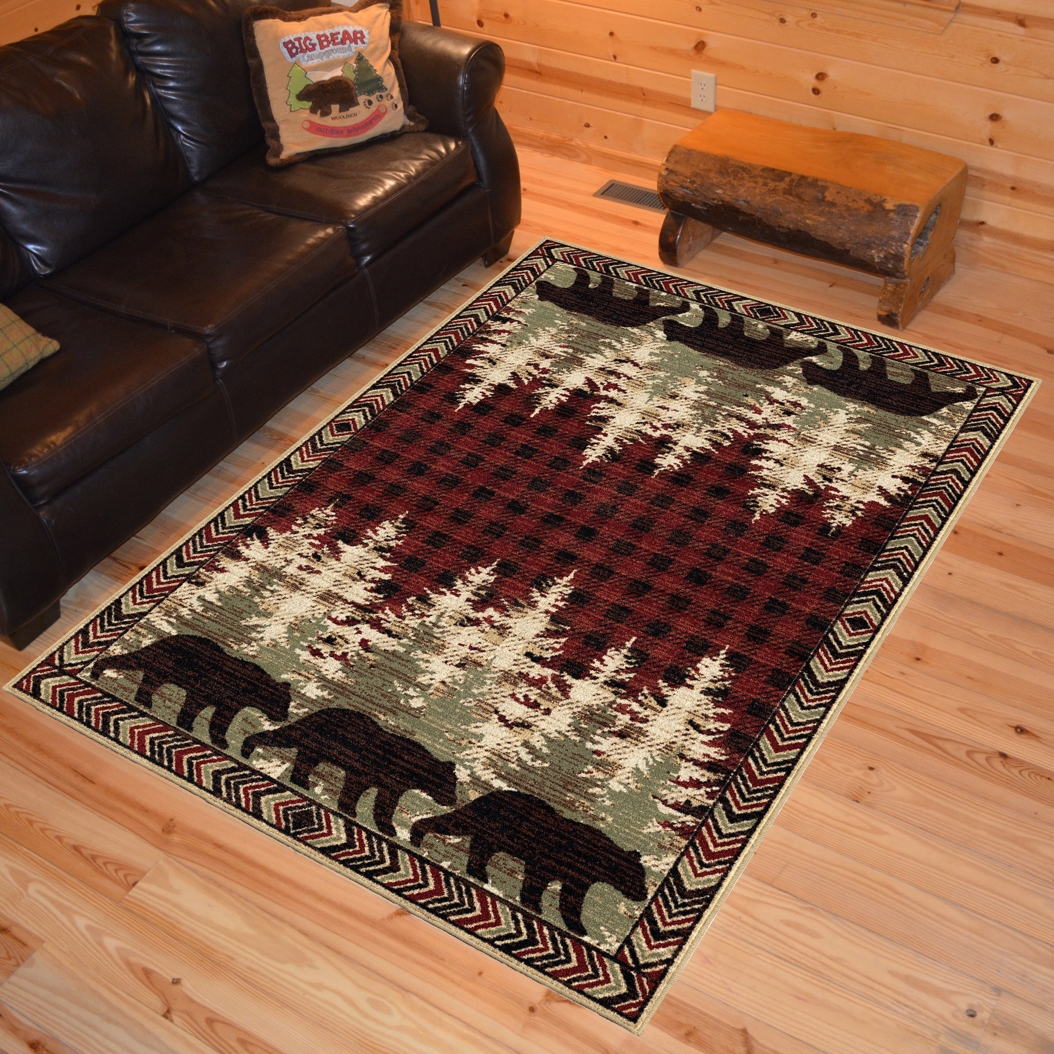 American Destination Lodge Bear Plaid Rug