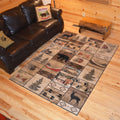Rustic Lodge Bear Cabin Multipanel Area Rug Multi 53 X 73