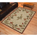 Rustic Lodge Oak Leaves Border Ivory Area Rug 710 X 910