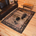 Rustic Lodge Smokey Mountains Black Bear Circle 5 Foot Round Area Rug 53 X 53