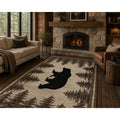 Axel Tranquil Bear Rustic Lodge Ivory Area Rug