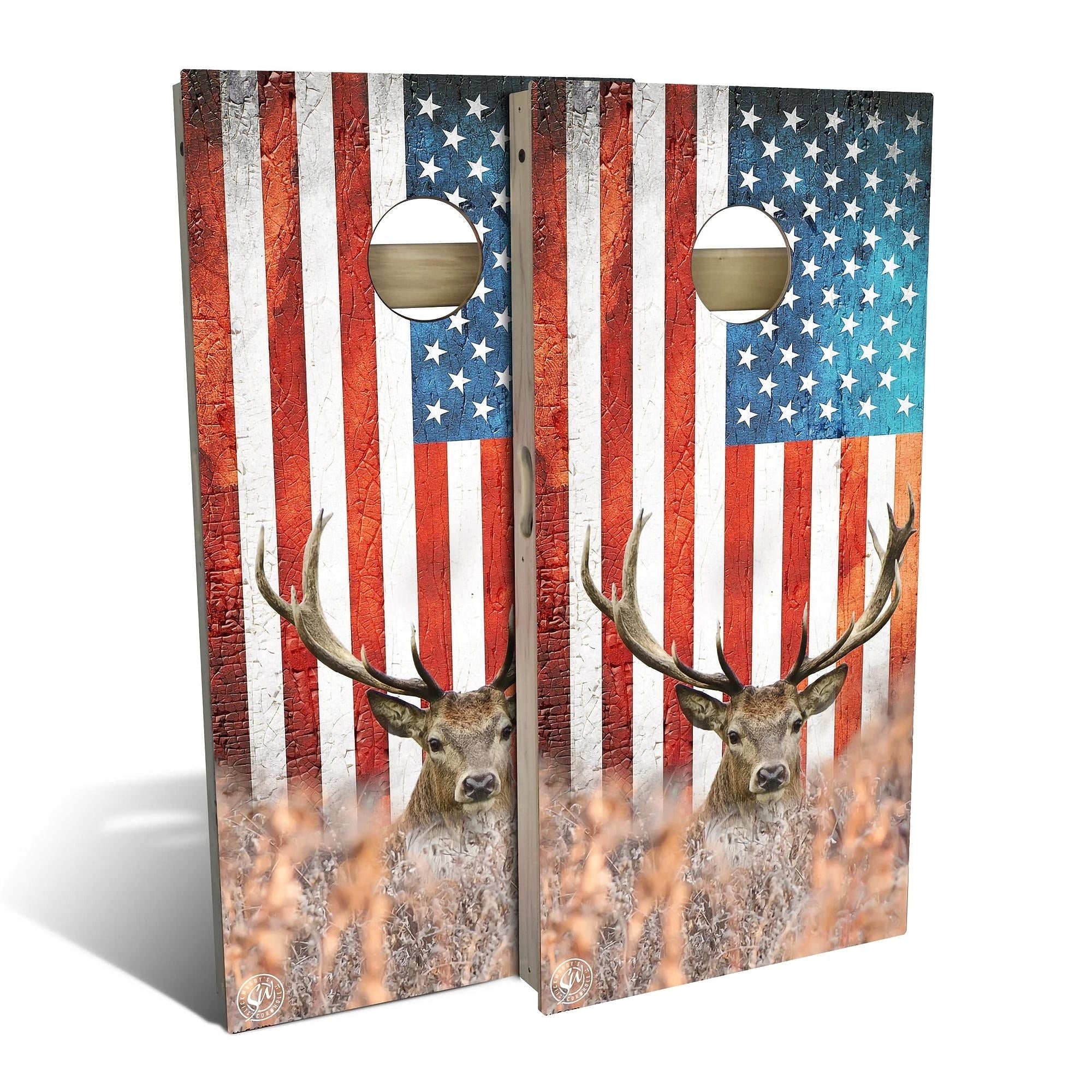 American Flag Deer Big Buck Cornhole Set Choose Your Options