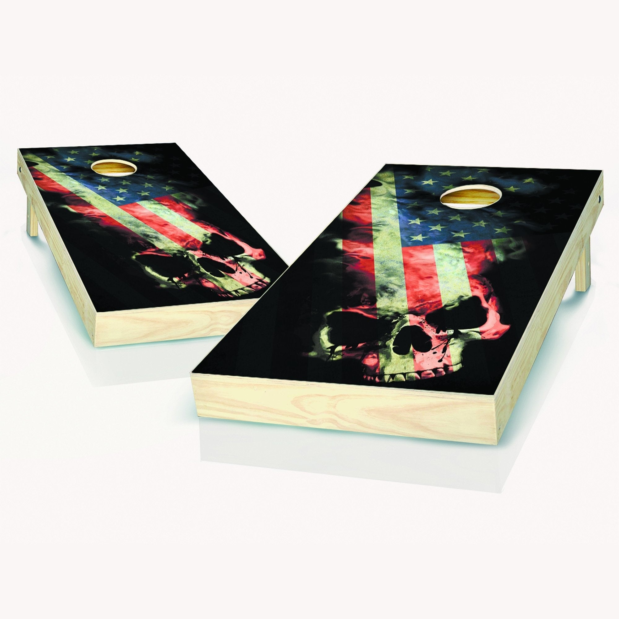 American Flag Skull Cornhole Set Includes 8 Bags Optional Accessories