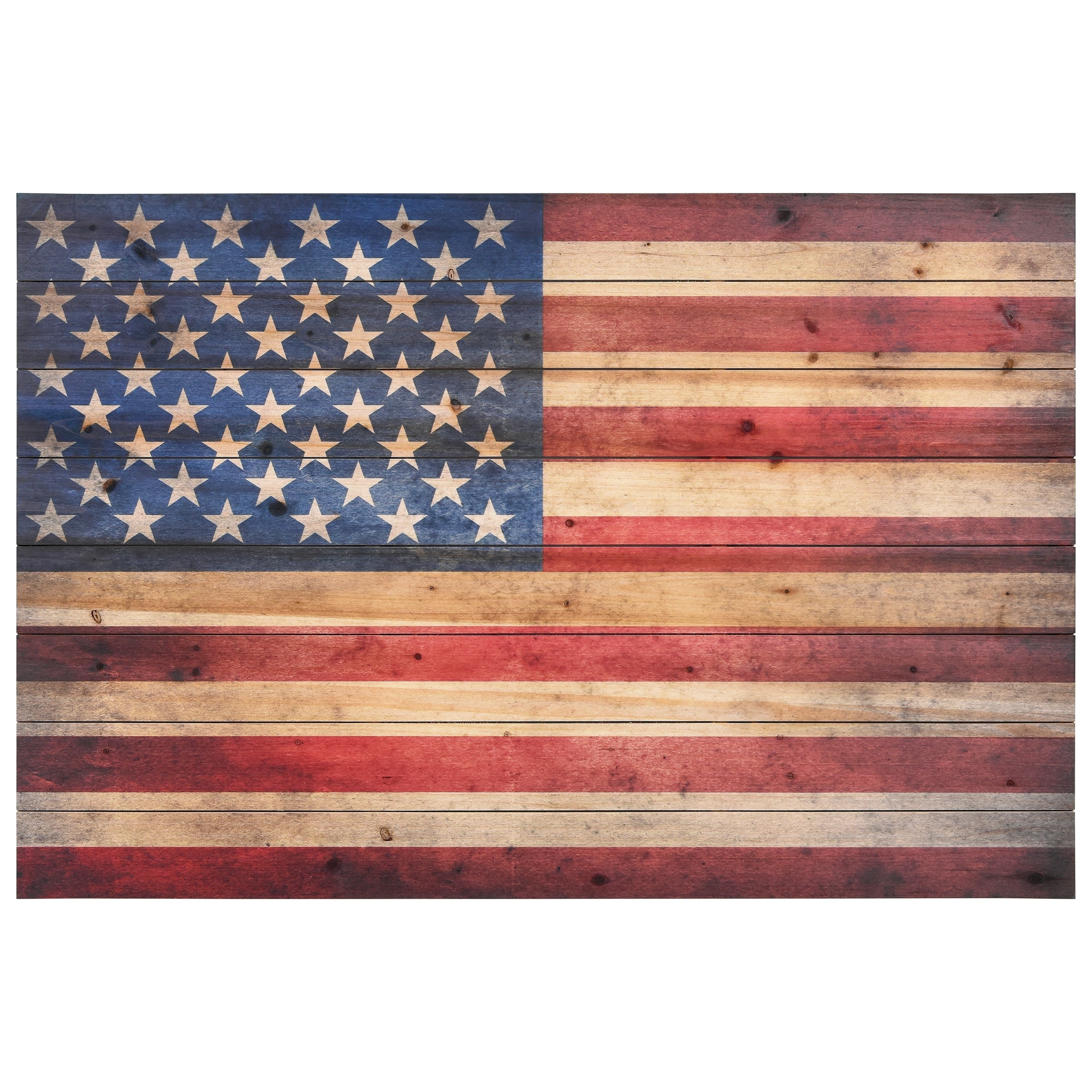 American Flag Wall Art Printed On Solid Fir Wood Planks