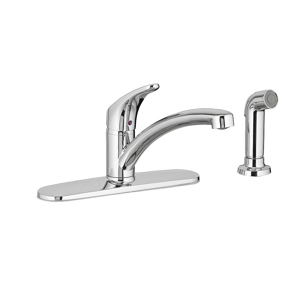American Standard Colony Pro Single Handle Kitchen Faucet With Integrated Side Sprayer And Escutcheon Plate