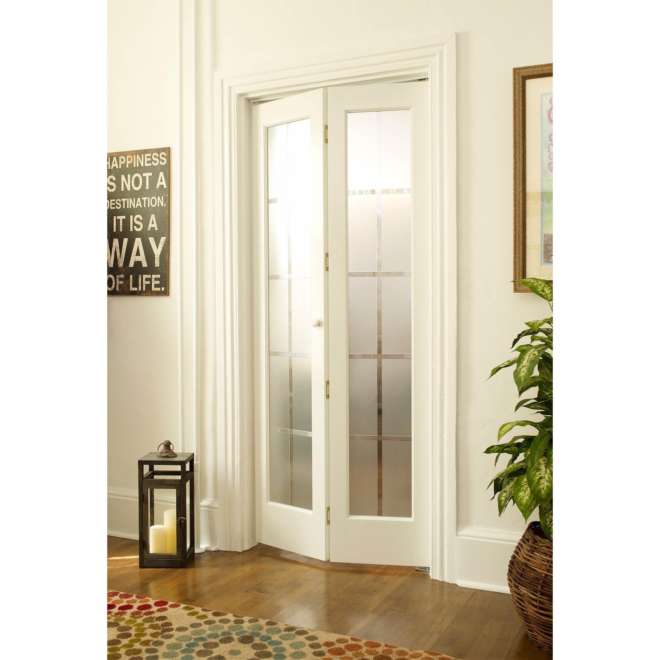 American Wood Mission Frosted Bi Fold Door