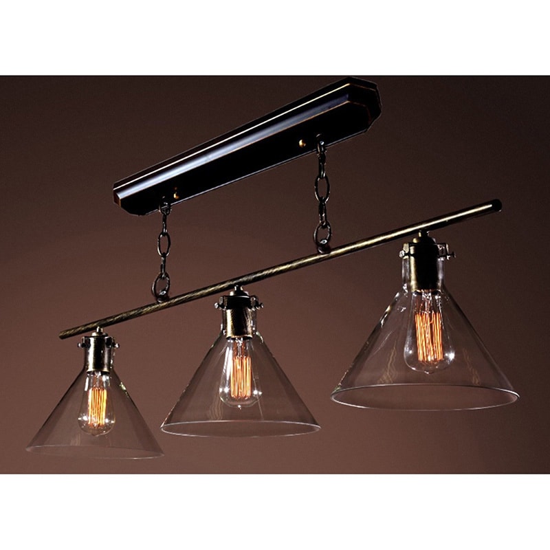 Amerie 3 Light Black Island Edison Chandelier With Bulbs