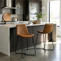 Amery Cappuccino Faux Leather And Iron Counter Stool Set Of 2