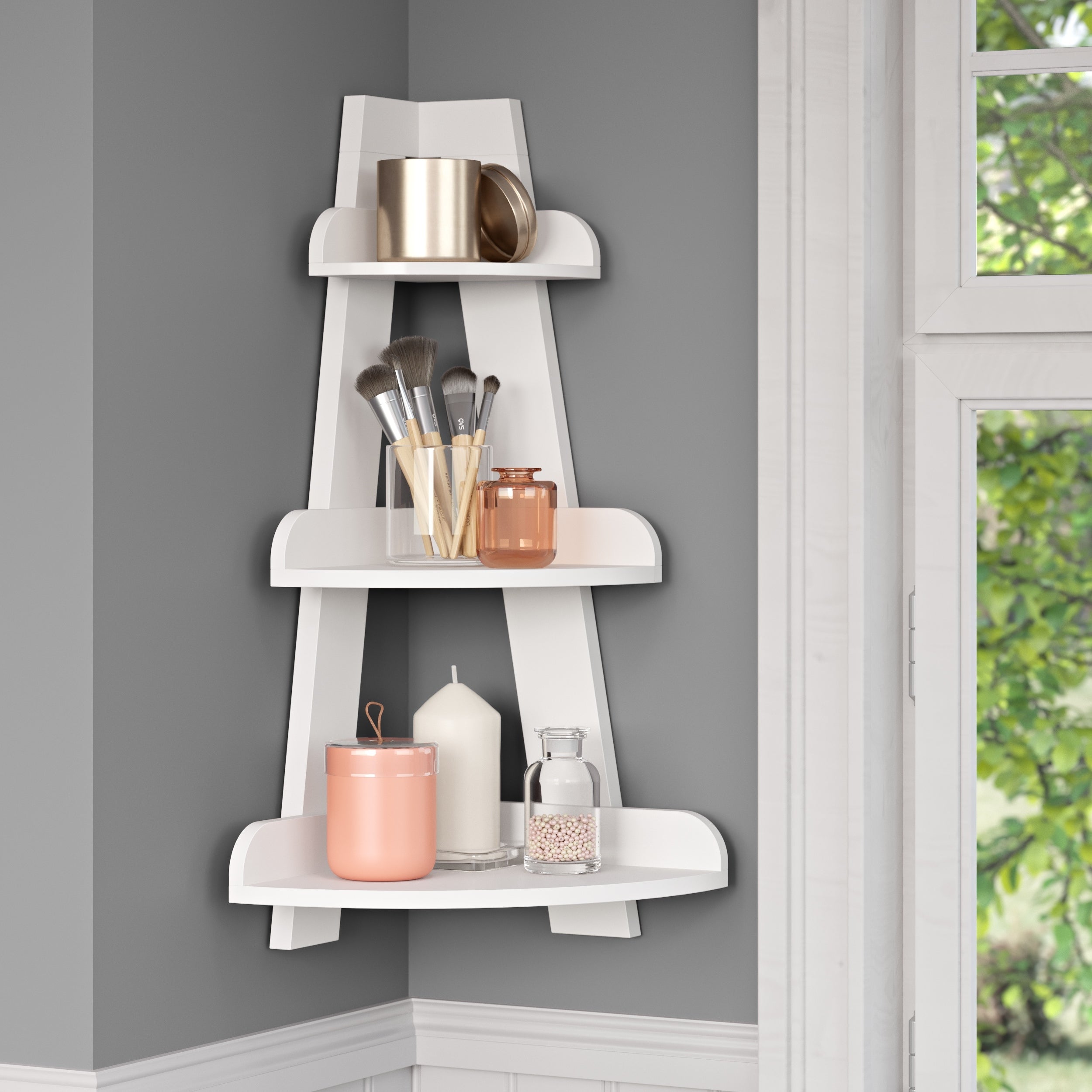 Amery Corner Ladder Wall Shelf