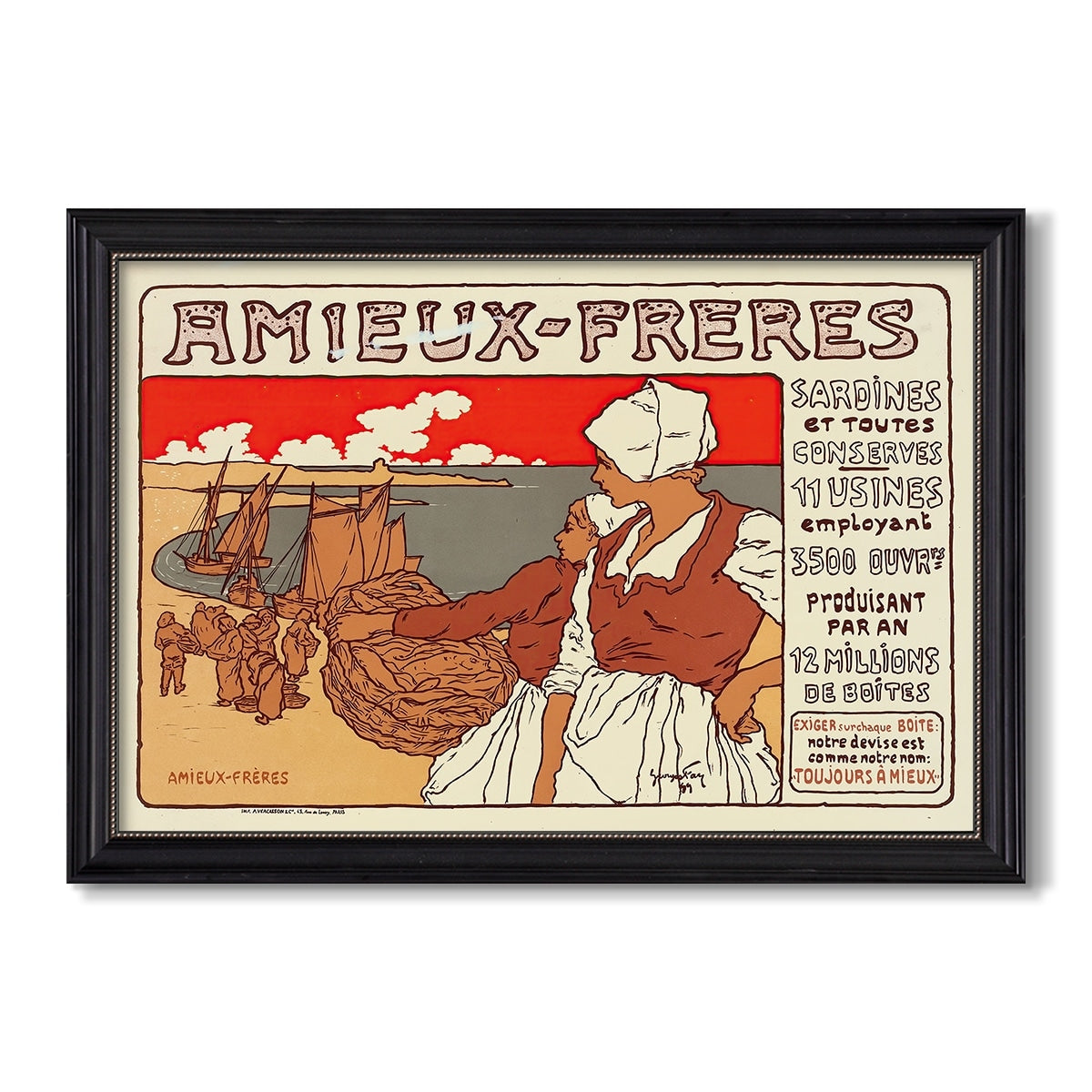 Amieux Freres 1899 Georges Fay Custom Framed Canvas