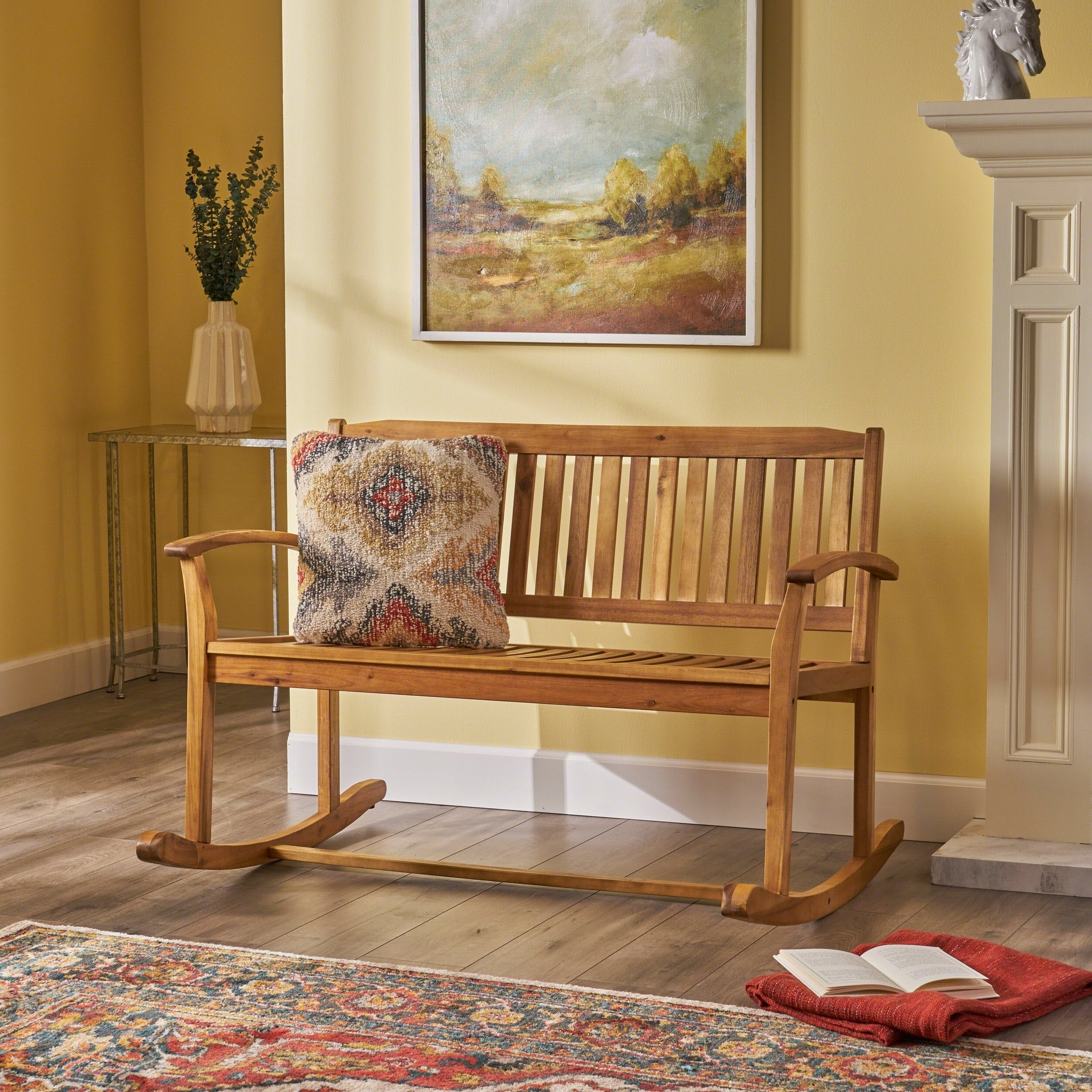 Amina Acacia Wood Patio Glider By Christopher Knight Home