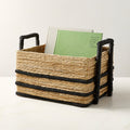 Aminah Woven Storage Basket with Black Handles Small