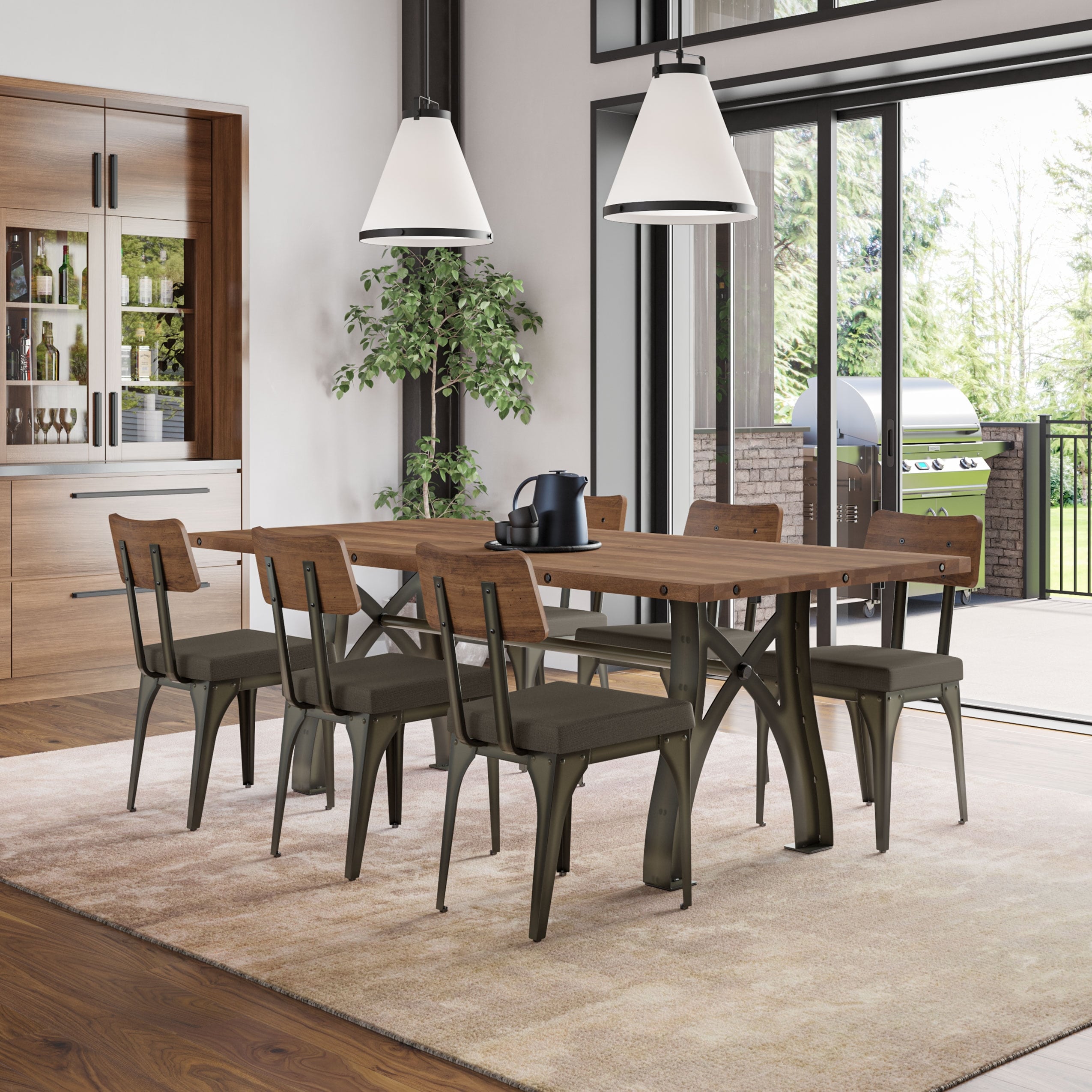 Carbon Loft Kettering Metal Chairs And 84 Inch Table Dining Set