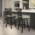 Carbon Loft Prescoft Swivel Metal Stool With Wooden Accent