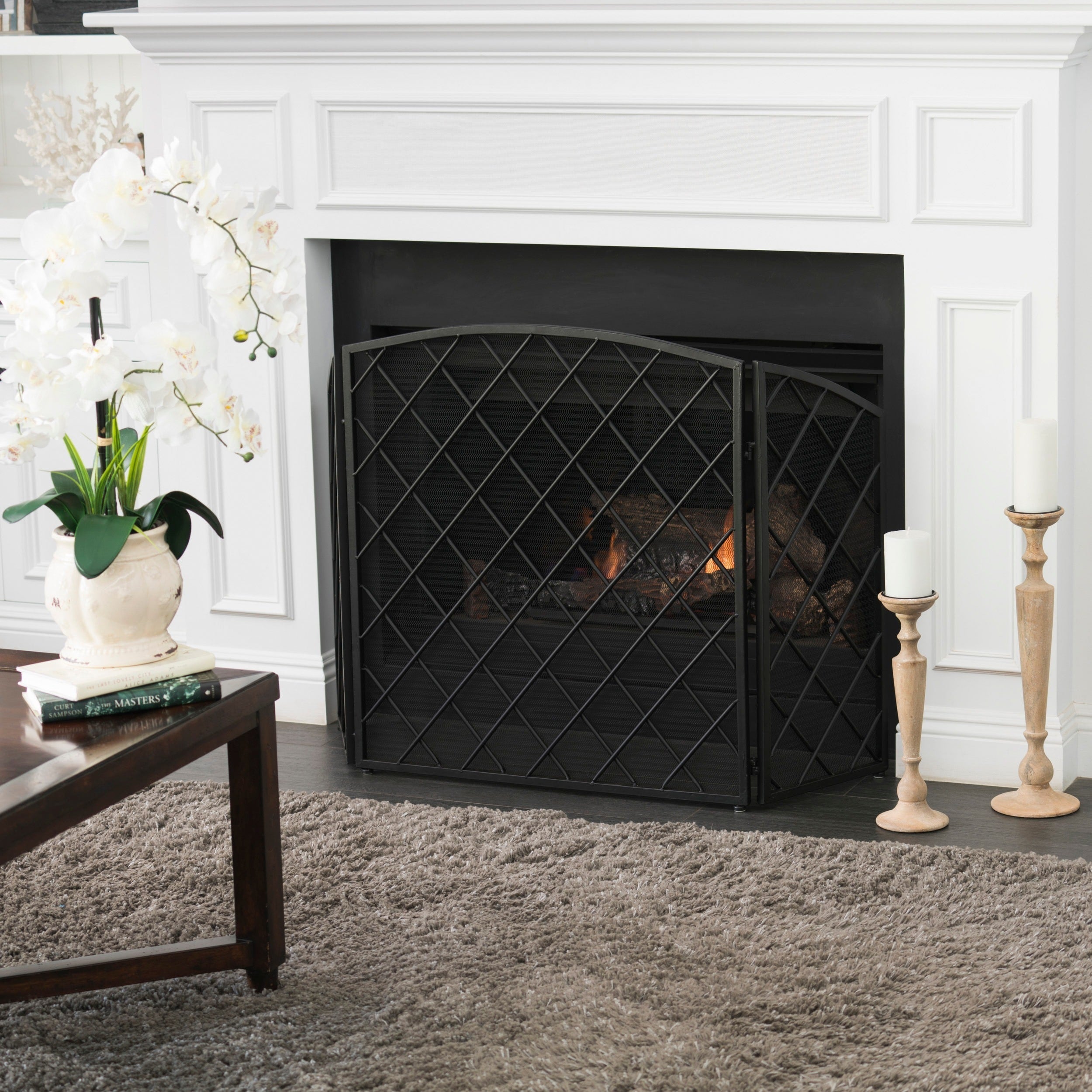 Amiyah 3 Panel Iron Fireplace Screen By Christopher Knight Home