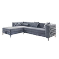 Amna Sectional Sofa Storage Chaise Gray Tufted Flannelette 108 Inch